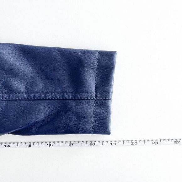 JustFab Womens Faux Leather Button Detail Cropped Jacket Navy Blue XS - Picture 6 of 7